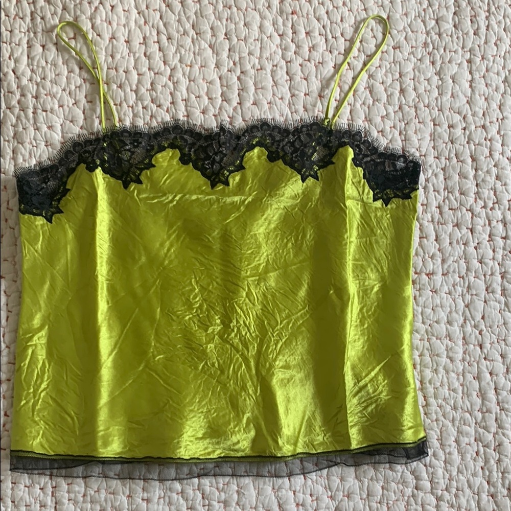 NWT Jcrew Lace Trim Satin Camisole - Lime Green